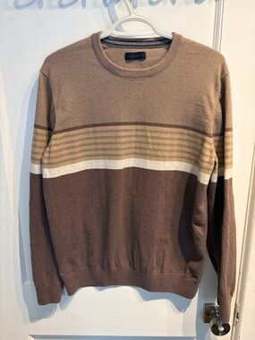 Denver Hayes Men's Crewneck Sweater in Brown, Tan and Cream